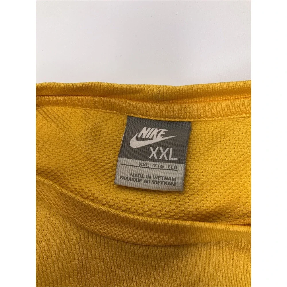 Vintage Nike Shirt Men Sz 2XL Crewneck Tee Embroidered Mini Swoosh Yellow Y2K